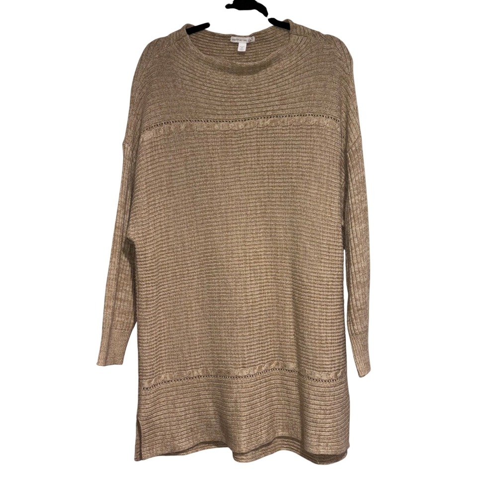 Cozy Knit Tunic Sweater Womens 2X Tan Westport 1962